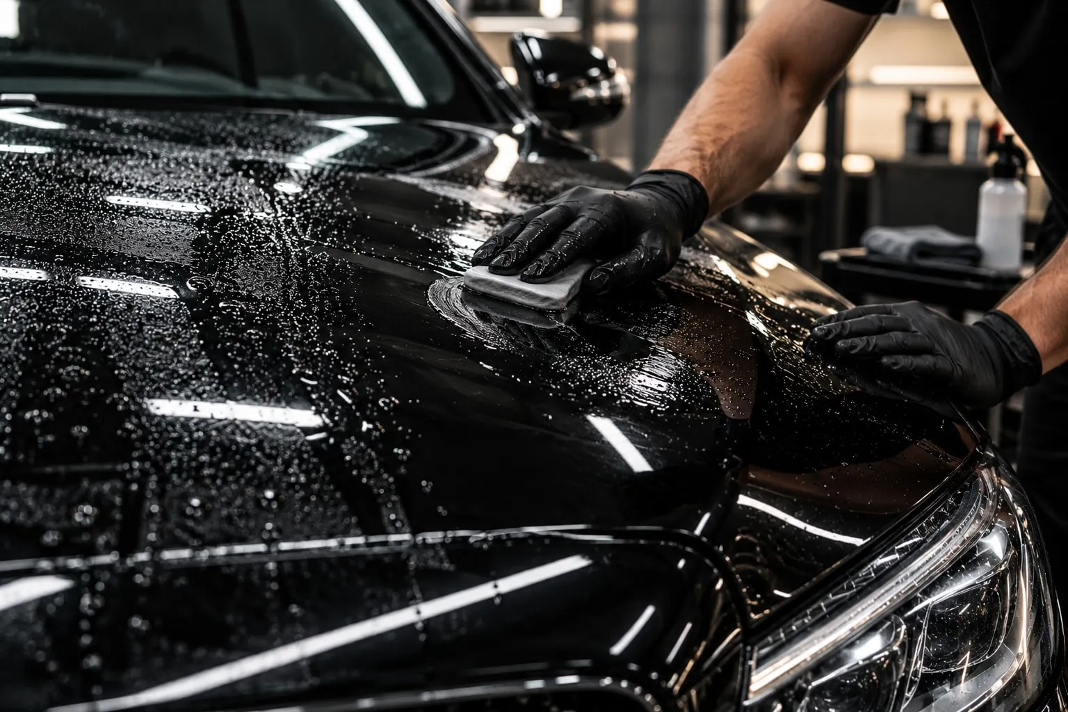 Wax applied to wet black paint