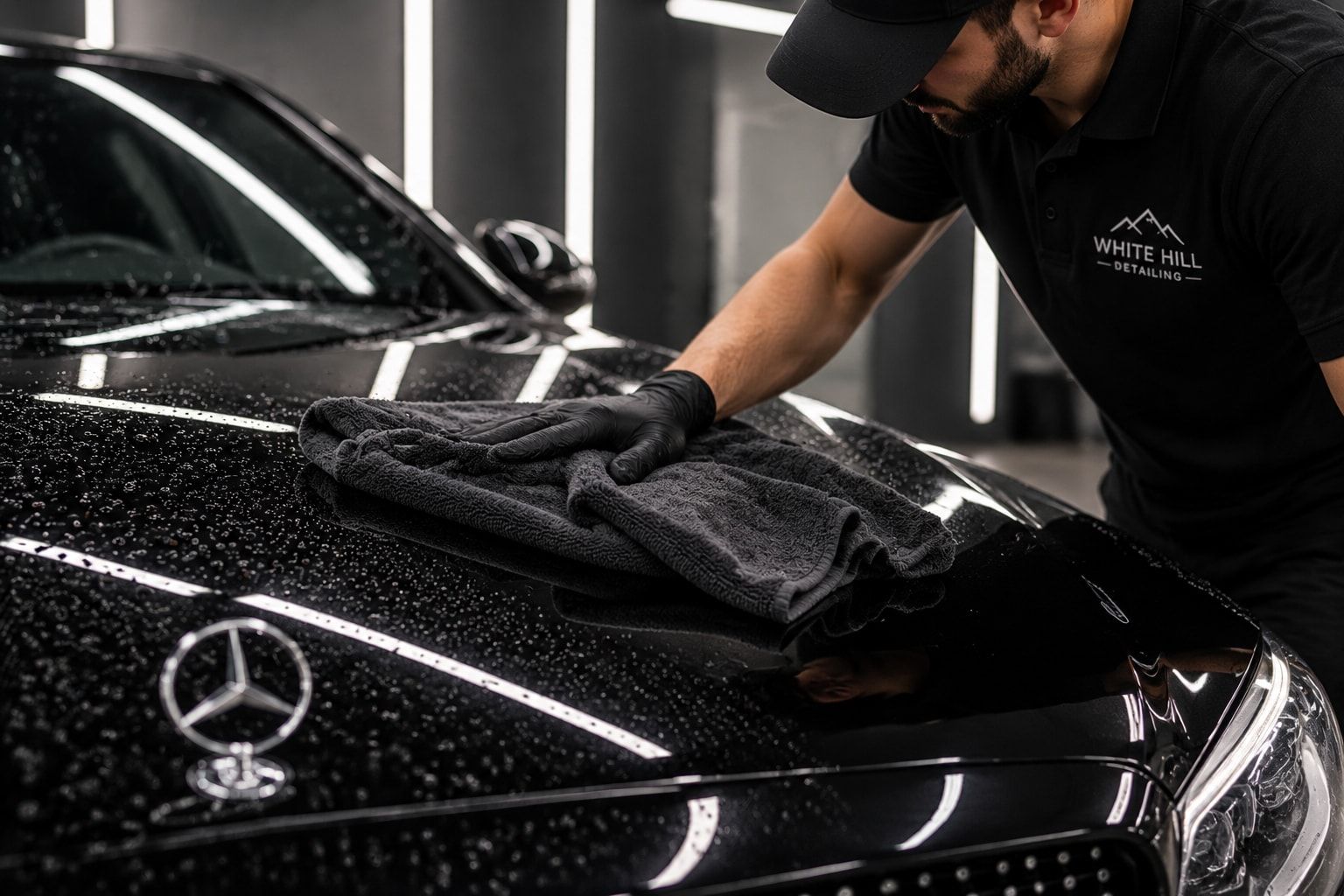 Drying clean paint with a microfibre towel